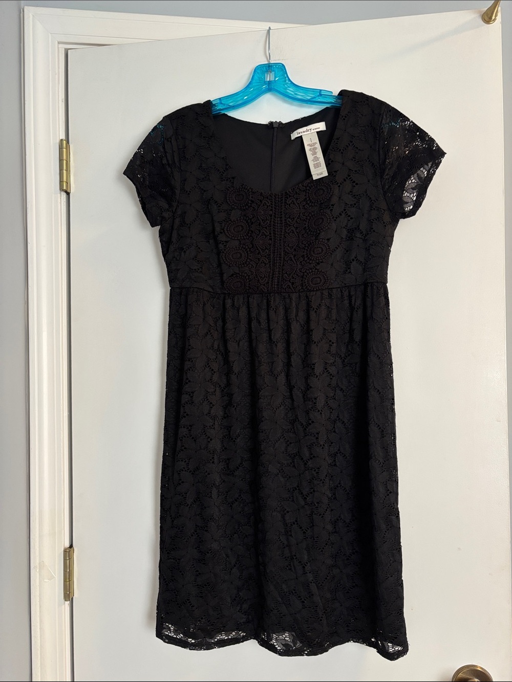 Laundry by Design Black Lace Short-Sleeve Dress